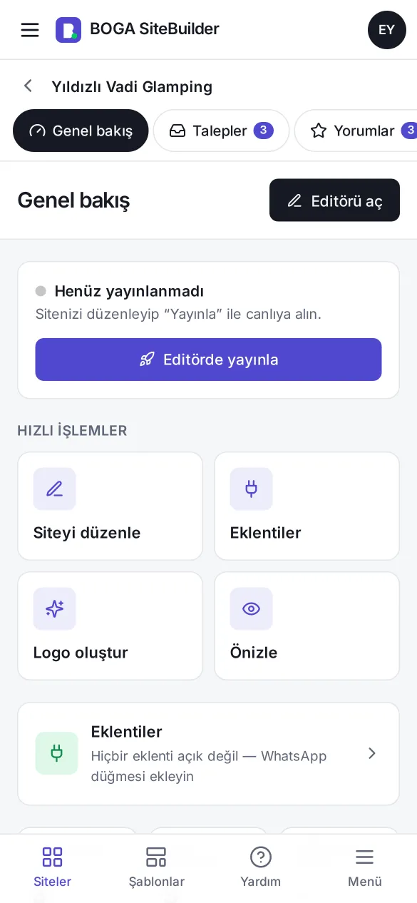 Site yönetim paneli
