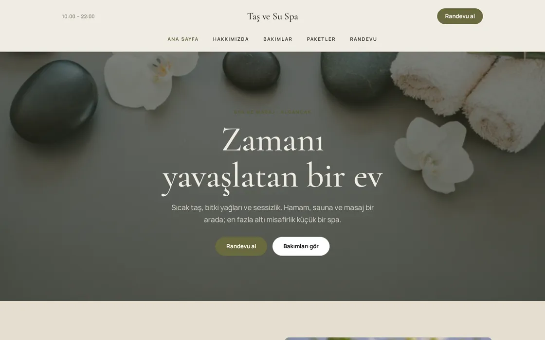 Güzellik & bakım web sitesi şablonu örneği