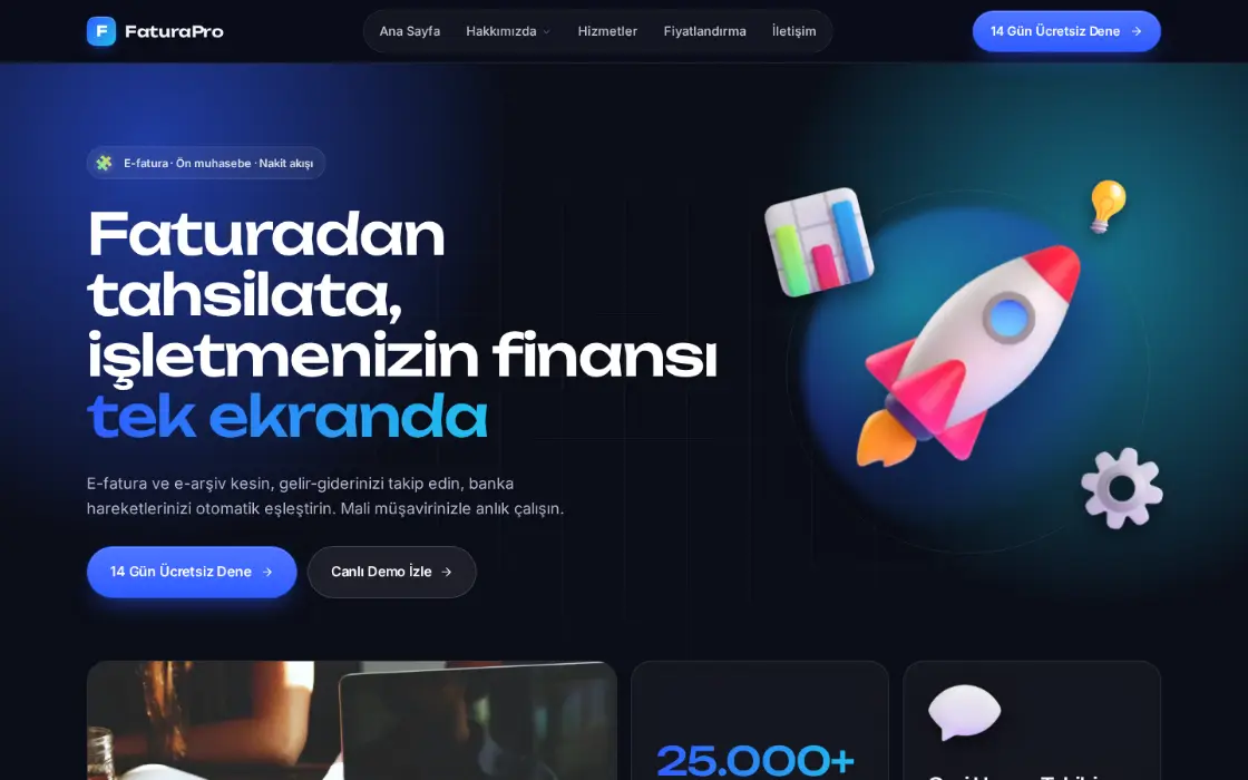 SaaS & uygulama web sitesi şablonu örneği
